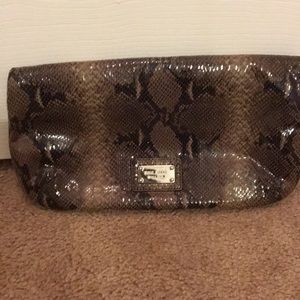 Nine West Snakeskin-like fold-over clutch